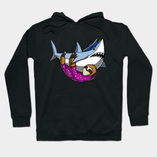 Sloth Riding Shark Pirate Hoodie